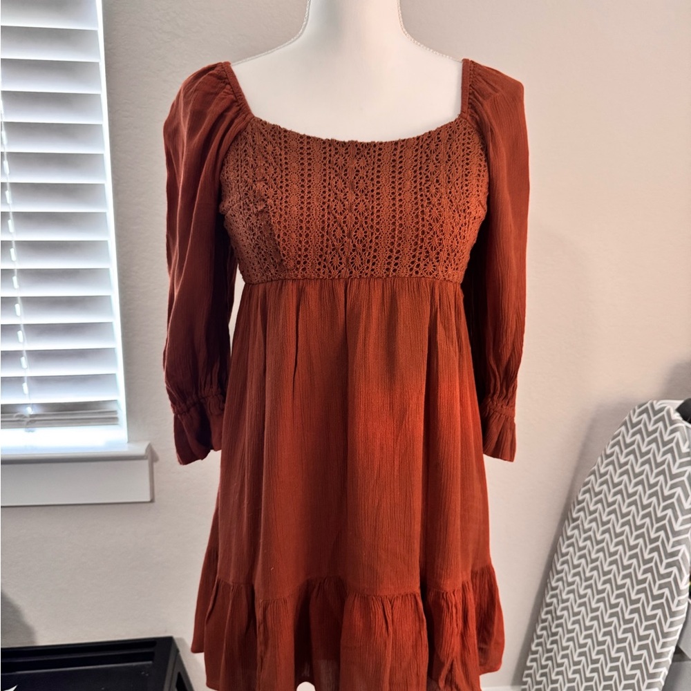 Hollister Terracotta Long Sleeve Dress